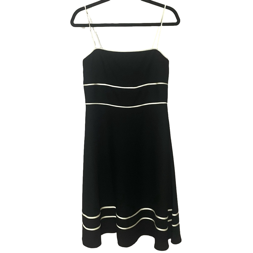 Talbots Women's Black and White A-Line Midi Dress Size 10 Medium Retro Vibes - Picture 2 of 9